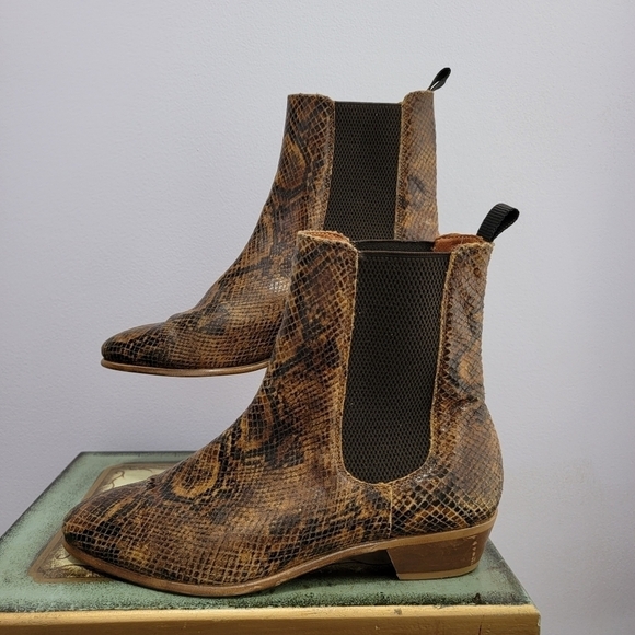 Hudson London Beryl Reptile Print Leather Boots Size 7 - Picture 2 of 6